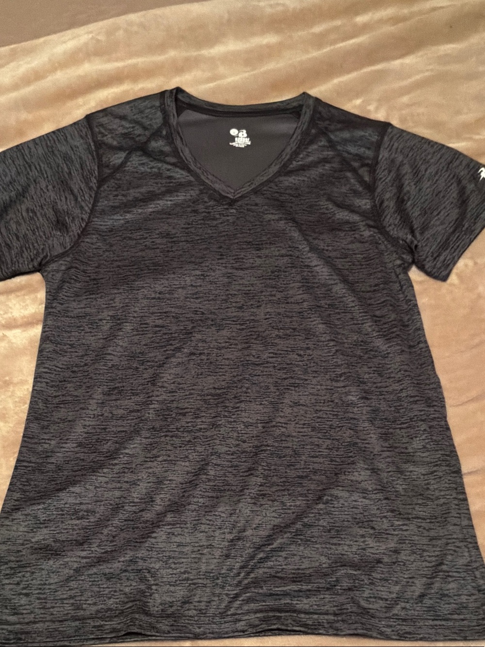 Women's V-Neck Short Sleeve Tee - Black Heather Performance